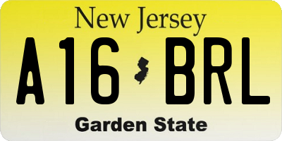 NJ license plate A16BRL