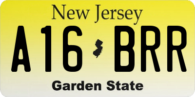 NJ license plate A16BRR