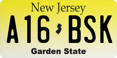 NJ license plate A16BSK