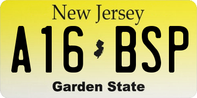 NJ license plate A16BSP