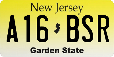 NJ license plate A16BSR