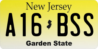 NJ license plate A16BSS