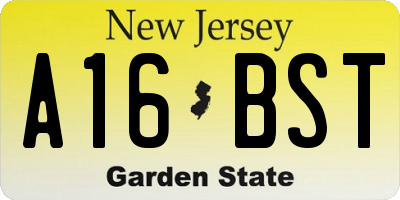 NJ license plate A16BST