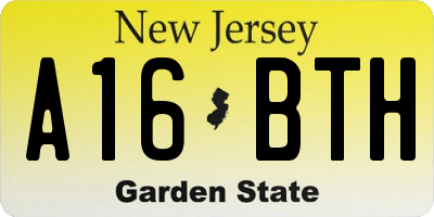NJ license plate A16BTH