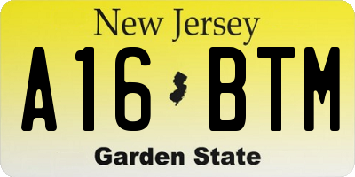 NJ license plate A16BTM