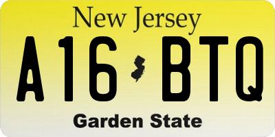 NJ license plate A16BTQ
