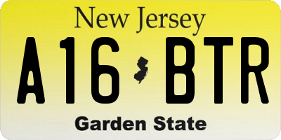 NJ license plate A16BTR