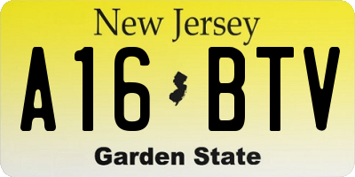 NJ license plate A16BTV