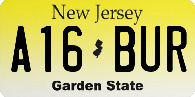 NJ license plate A16BUR