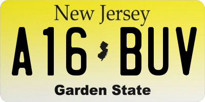 NJ license plate A16BUV