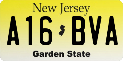 NJ license plate A16BVA