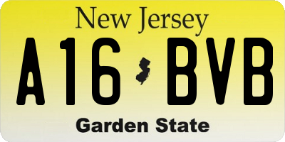 NJ license plate A16BVB