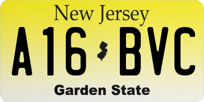 NJ license plate A16BVC