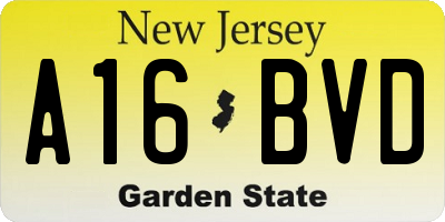 NJ license plate A16BVD