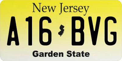NJ license plate A16BVG