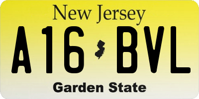 NJ license plate A16BVL