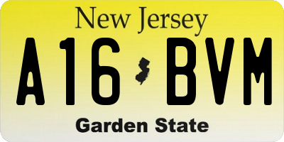 NJ license plate A16BVM