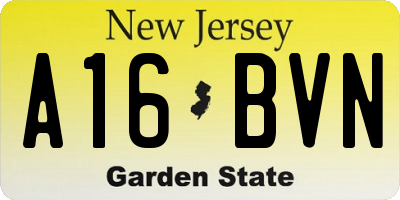 NJ license plate A16BVN