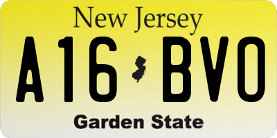 NJ license plate A16BVO