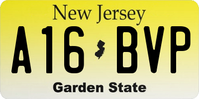 NJ license plate A16BVP