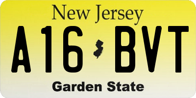 NJ license plate A16BVT