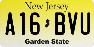 NJ license plate A16BVU