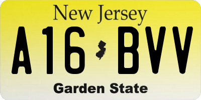 NJ license plate A16BVV