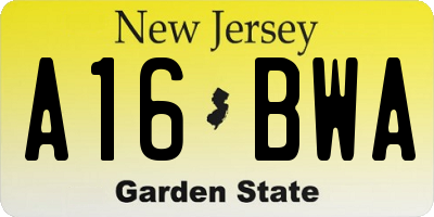 NJ license plate A16BWA