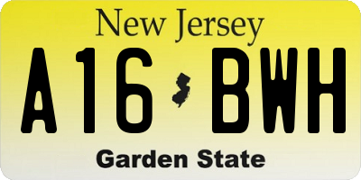 NJ license plate A16BWH