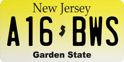 NJ license plate A16BWS
