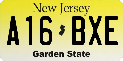 NJ license plate A16BXE