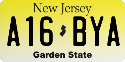 NJ license plate A16BYA