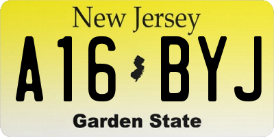 NJ license plate A16BYJ