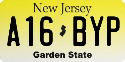 NJ license plate A16BYP