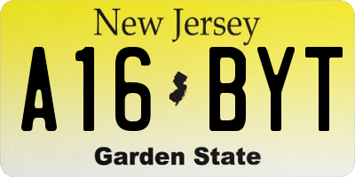 NJ license plate A16BYT