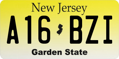 NJ license plate A16BZI