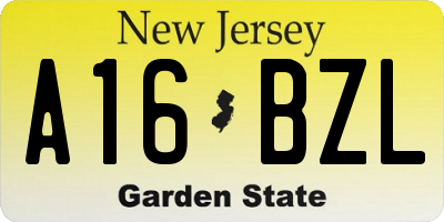 NJ license plate A16BZL