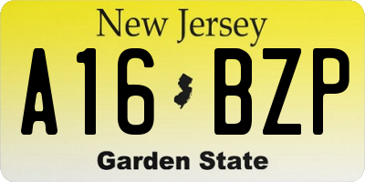 NJ license plate A16BZP