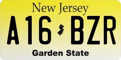 NJ license plate A16BZR