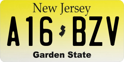 NJ license plate A16BZV
