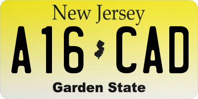 NJ license plate A16CAD