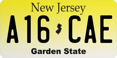 NJ license plate A16CAE