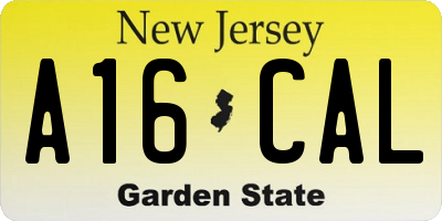 NJ license plate A16CAL