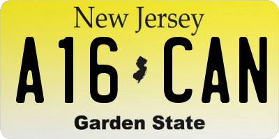 NJ license plate A16CAN