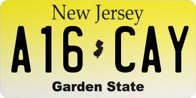 NJ license plate A16CAY