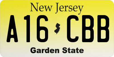 NJ license plate A16CBB