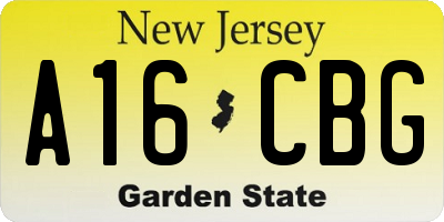 NJ license plate A16CBG