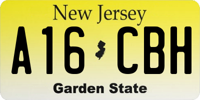 NJ license plate A16CBH