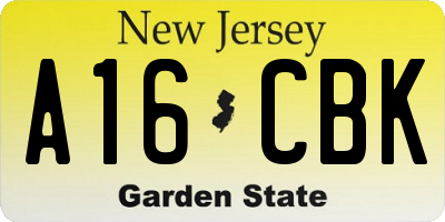NJ license plate A16CBK