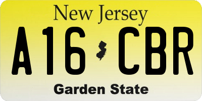 NJ license plate A16CBR